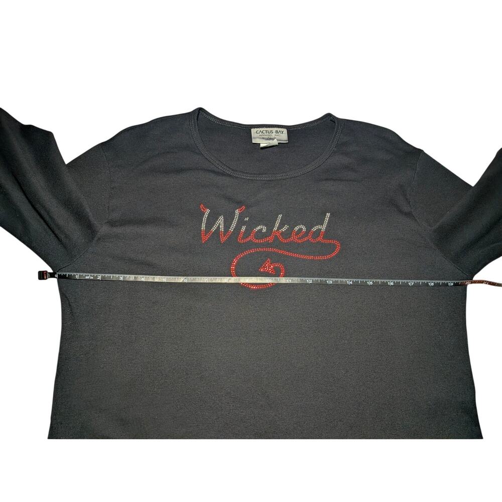 Cactus Bay Apparel Wicked Rhinestone Black Top Shirt XL Vintage Y2K Halloween - Picture 5 of 8